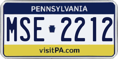 PA license plate MSE2212