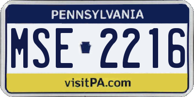 PA license plate MSE2216
