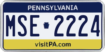 PA license plate MSE2224