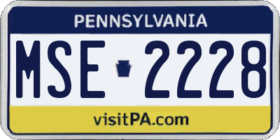 PA license plate MSE2228
