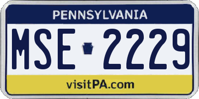 PA license plate MSE2229