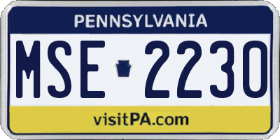 PA license plate MSE2230