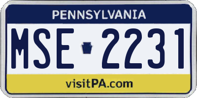PA license plate MSE2231