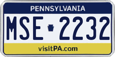 PA license plate MSE2232