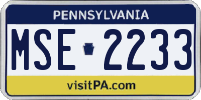 PA license plate MSE2233