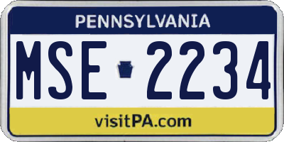PA license plate MSE2234