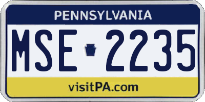 PA license plate MSE2235