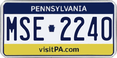 PA license plate MSE2240