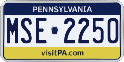 PA license plate MSE2250