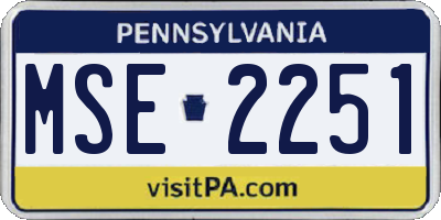 PA license plate MSE2251