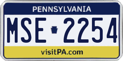 PA license plate MSE2254