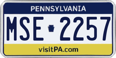 PA license plate MSE2257