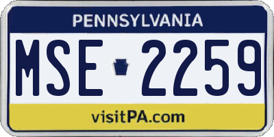 PA license plate MSE2259