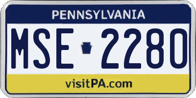 PA license plate MSE2280