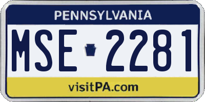 PA license plate MSE2281