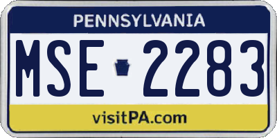 PA license plate MSE2283