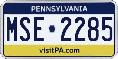 PA license plate MSE2285