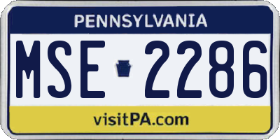 PA license plate MSE2286