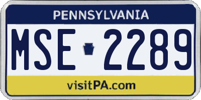 PA license plate MSE2289