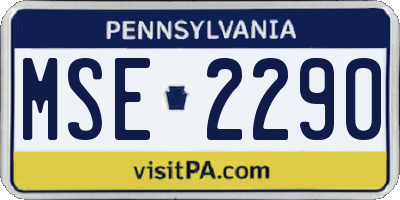 PA license plate MSE2290