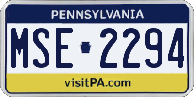 PA license plate MSE2294