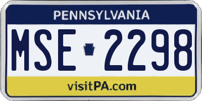 PA license plate MSE2298