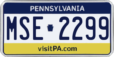 PA license plate MSE2299