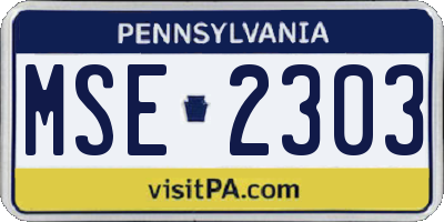 PA license plate MSE2303