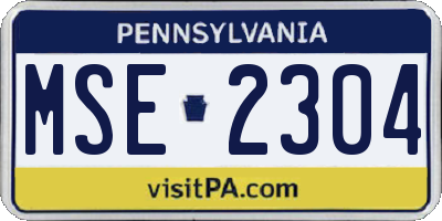 PA license plate MSE2304