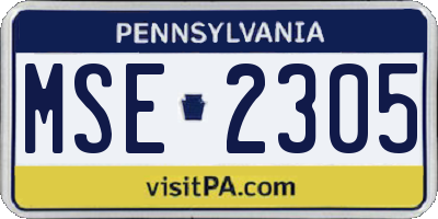 PA license plate MSE2305