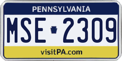 PA license plate MSE2309
