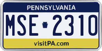PA license plate MSE2310