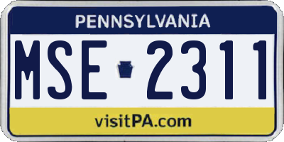 PA license plate MSE2311