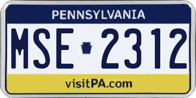 PA license plate MSE2312