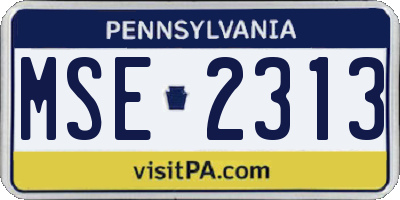 PA license plate MSE2313