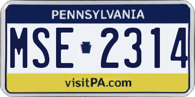 PA license plate MSE2314