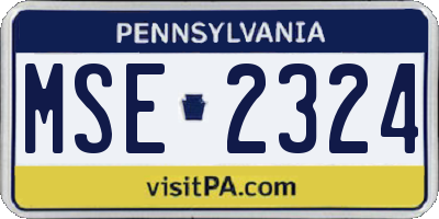 PA license plate MSE2324