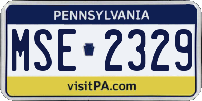 PA license plate MSE2329