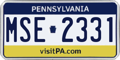 PA license plate MSE2331