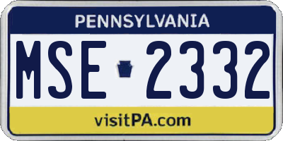 PA license plate MSE2332