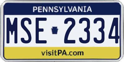 PA license plate MSE2334