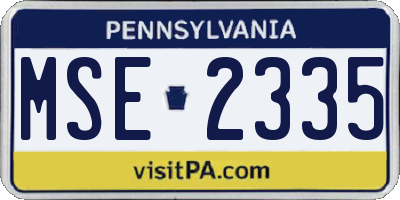 PA license plate MSE2335