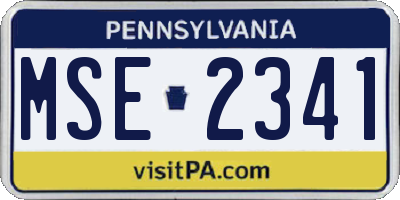 PA license plate MSE2341