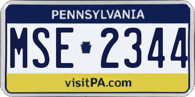 PA license plate MSE2344