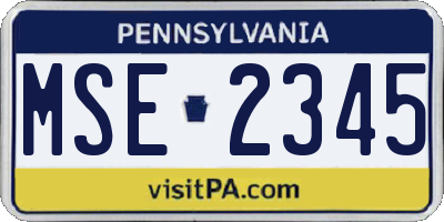 PA license plate MSE2345
