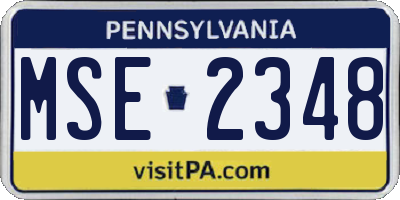 PA license plate MSE2348