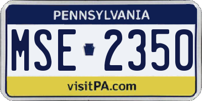 PA license plate MSE2350