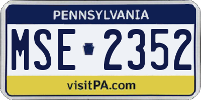 PA license plate MSE2352