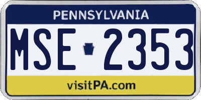 PA license plate MSE2353