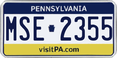 PA license plate MSE2355